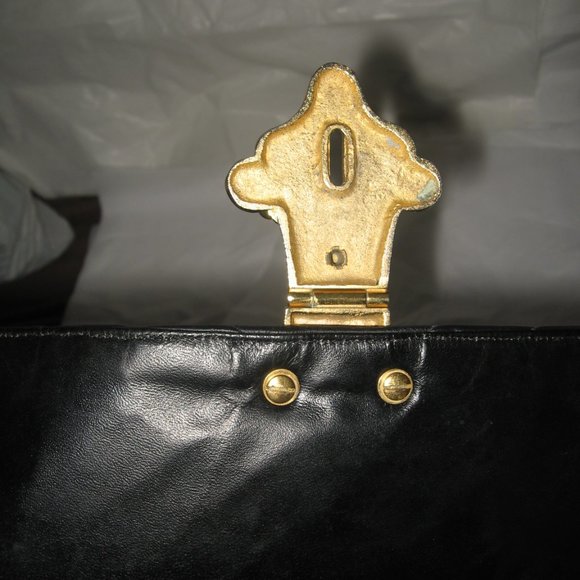 ❤️ HARRY ROSENFELD XL Black Soft Quilted V Leather Cabachon Top Handle Bag - Picture 6 of 15